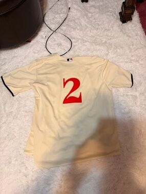 MLB Kids Cream Baseball Jersey with Red Number 2